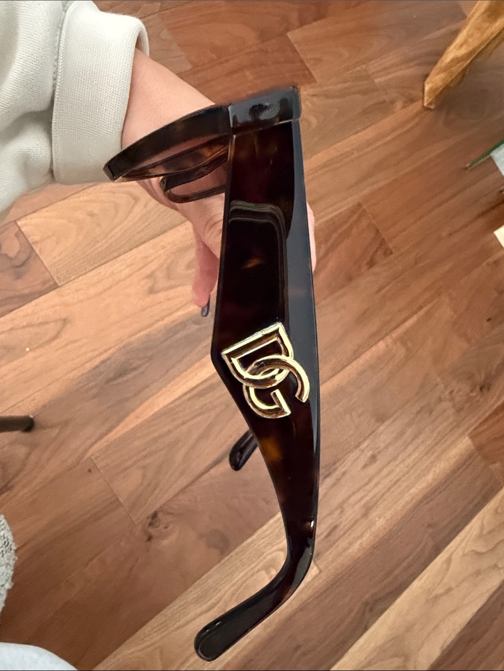 Dolce and Gabbana Black Sunglasses with Gold Accent, tortoise brown - Picture 7 of 8